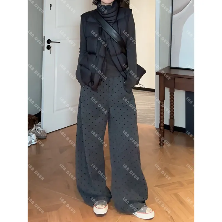 JIUJIU【宝藏搭配】时尚百搭显瘦宽松波点休闲裤