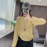 IMFLY金小金自制女装 针织衫DYW9612韩系早秋轻熟风针织V领上衣