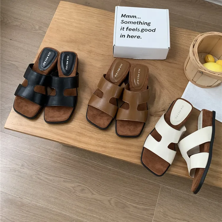 法式厚底坡跟增高跟凉拖鞋女夏外穿2025新款配裙子沙滩一字拖凉鞋