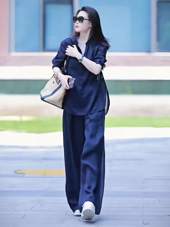 胖mm高级感休闲显瘦套装女夏季大码宽松减龄气质薄款阔腿裤两件套