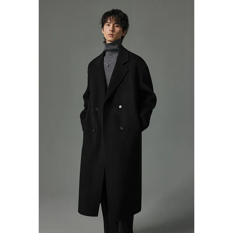 【70+双面羊毛大衣】秋冬新款男士大衣宽松保暖落肩慵懒感毛呢大衣