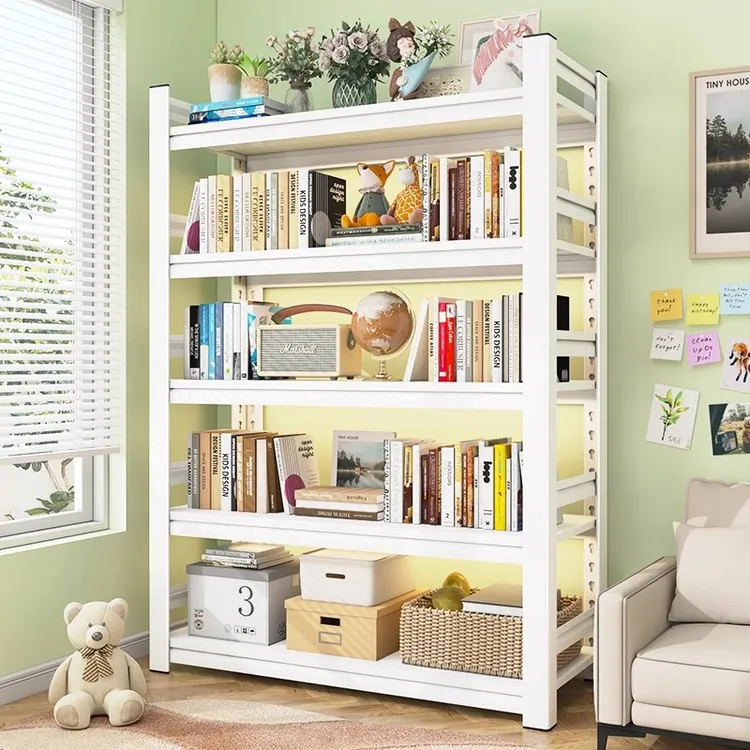 家用书架落地置物架简易钢制儿童绘本收纳架学生书房铁艺储物书柜