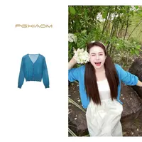 【PGXIAOM】润秀定制 红 蓝两色针织开衫KS90205                  