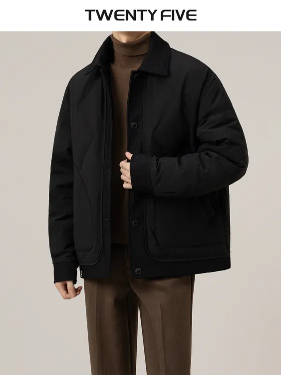 90白鸭绒宽松夹克羽绒服男2025冬季新款休闲潮流加厚保暖男士外套