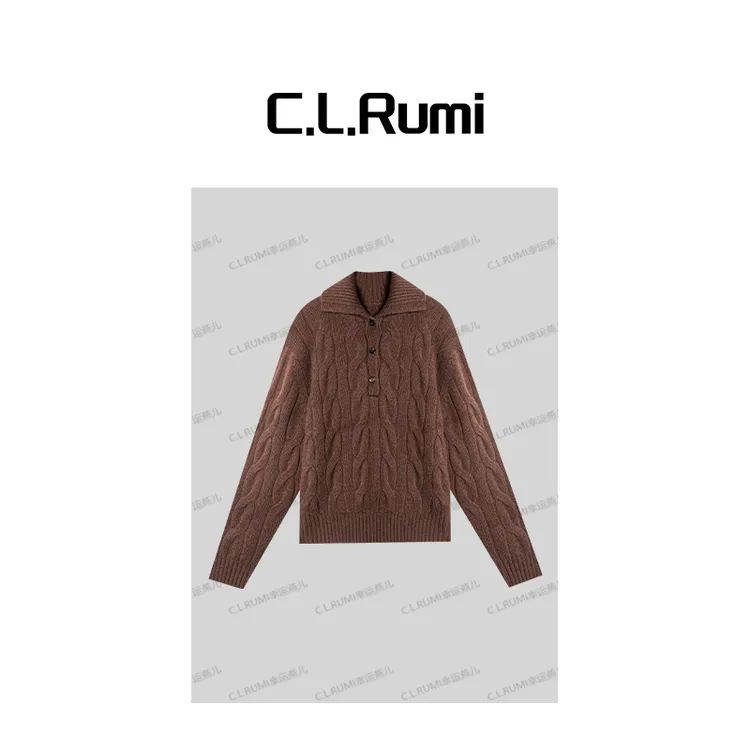 【Rumi精选】“糖炒栗子”25秋冬高克重百搭宽松羊毛绞花毛衫7247my
