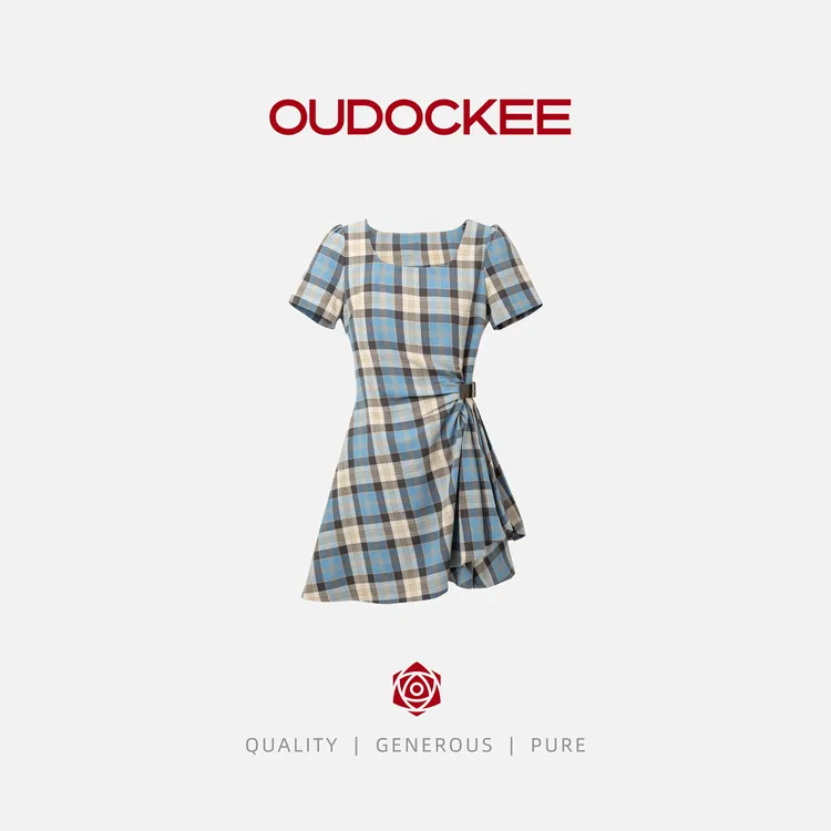 OUDOCKEE 鸥鸥【100棉】连衣裙格子格子裙气质显瘦 L2502F233T