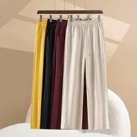 2025秋冬新款紫薇裤窄版直筒裤高腰显瘦抽绳松紧腰宽松休闲直筒裤