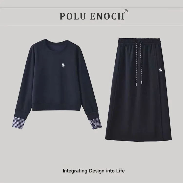 品牌正品POLUENOCH/保罗伊诺克-马蹄袖圆领长袖套裙早秋套装25-61