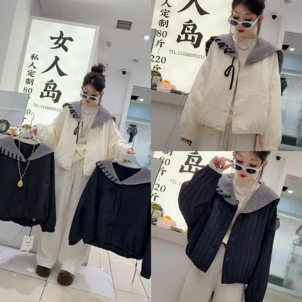 1199披肩竖条纹夹棉外套（衣长60左右）
