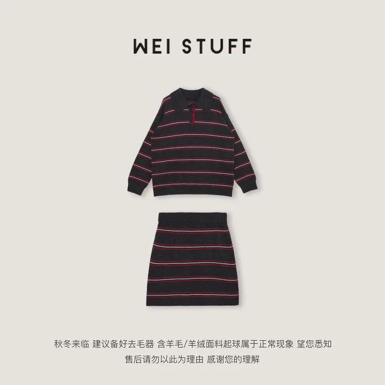 WEI STUFFmiu系条纹polo套装10593.