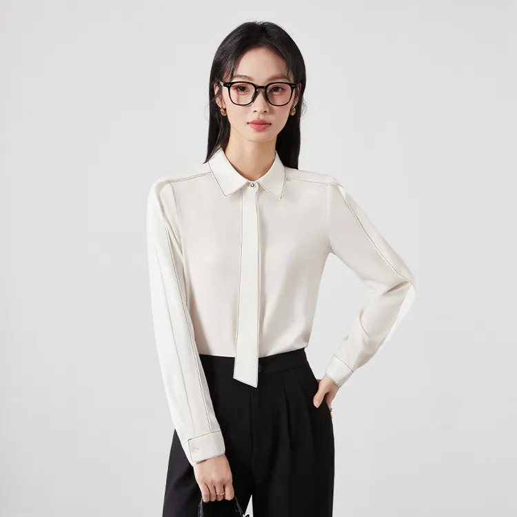 白色衬衫女2025新款气质职业装面试衬衣雪纺长袖上衣职业套装0581