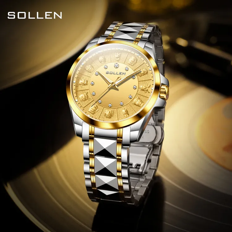 奢华金表瑞士手表男士机械手表十二生肖防水夜光轻奢商务男款腕表