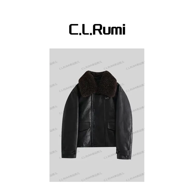 【Rumi精选】“弗洛里达”冬季毛领绵羊皮90白鹅绒皮衣7354wt