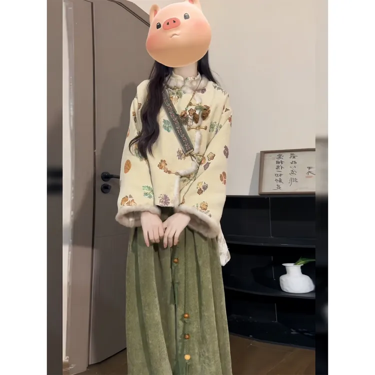 新中式国风复古盘扣刺绣外套阔腿裤套装女秋冬重工绣花显瘦高级感