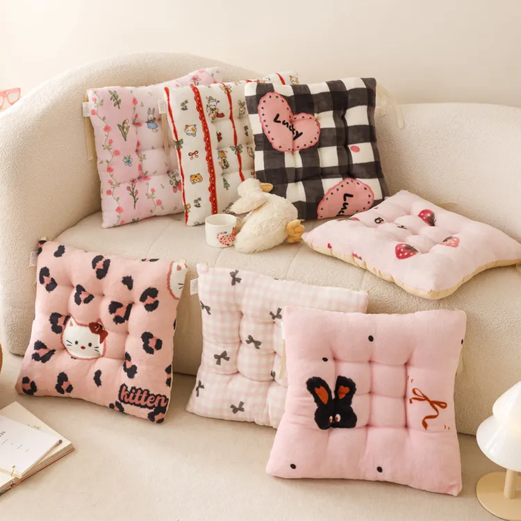 四季款方形椅子坐垫居家用教室上课学生凳子垫防滑底儿童地板垫子