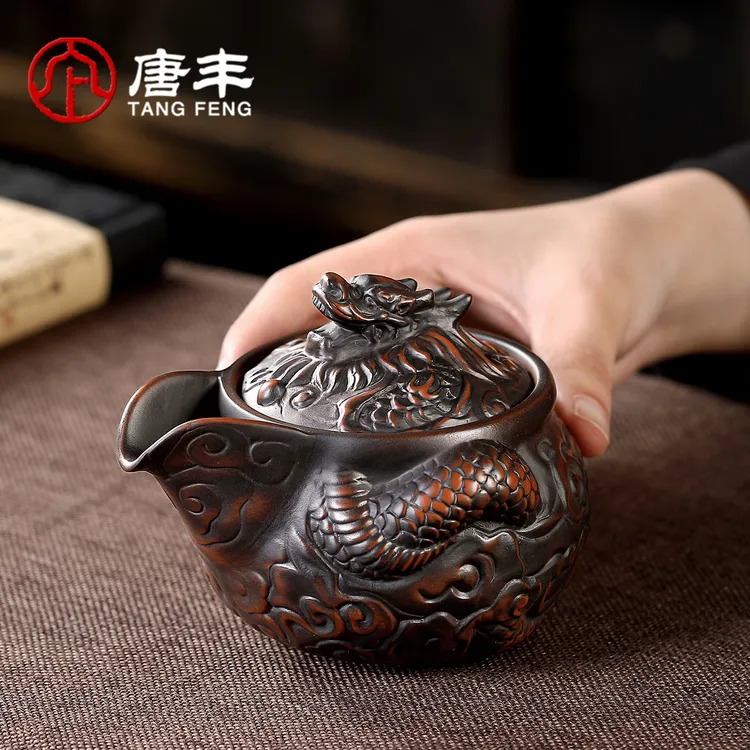 唐丰紫陶手抓壶家用高端复古茶壶泡茶专用工位一人饮小壶防烫茶