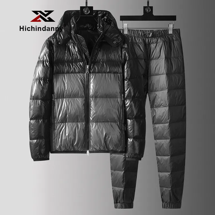 HICHIN加厚蓬松白鸭绒运动羽绒服套装男秋冬面包服保暖外穿羽绒裤