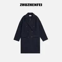 ZHUZHENFEI【赴冬之约】设计款双排扣百搭毛呢大衣外套-Z354088