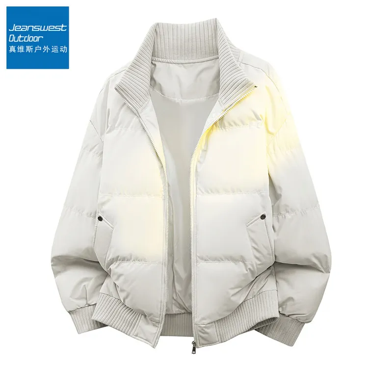 真维斯户外运动冬季新款纯色针织立领棉衣男加厚保暖百搭棉服外套