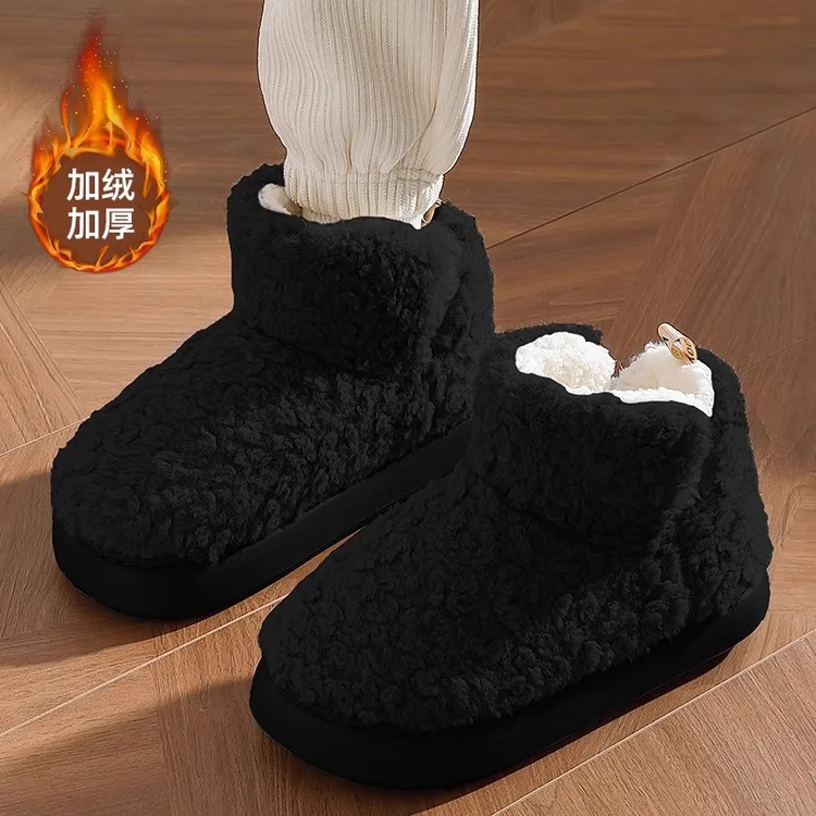 高帮棉拖鞋男款冬季2025新款居家保暖防滑厚底包跟毛绒棉鞋女外穿