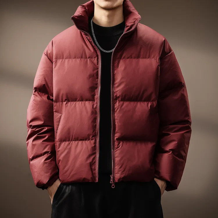 高端美式简约防风保暖立领羽绒服男秋冬季潮牌Cleanfit休闲面包服