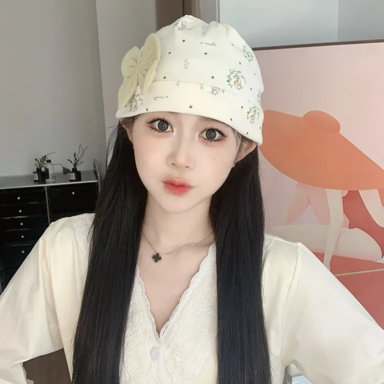 【柠檬专属】月子帽双层纯棉蝴蝶结孕妇帽月子发带亲子帽产后坐月子