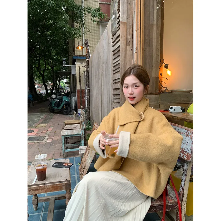 陳文文xenl【富士山下】冬季重工70绵羊毛双面呢保暖大衣配围巾8635