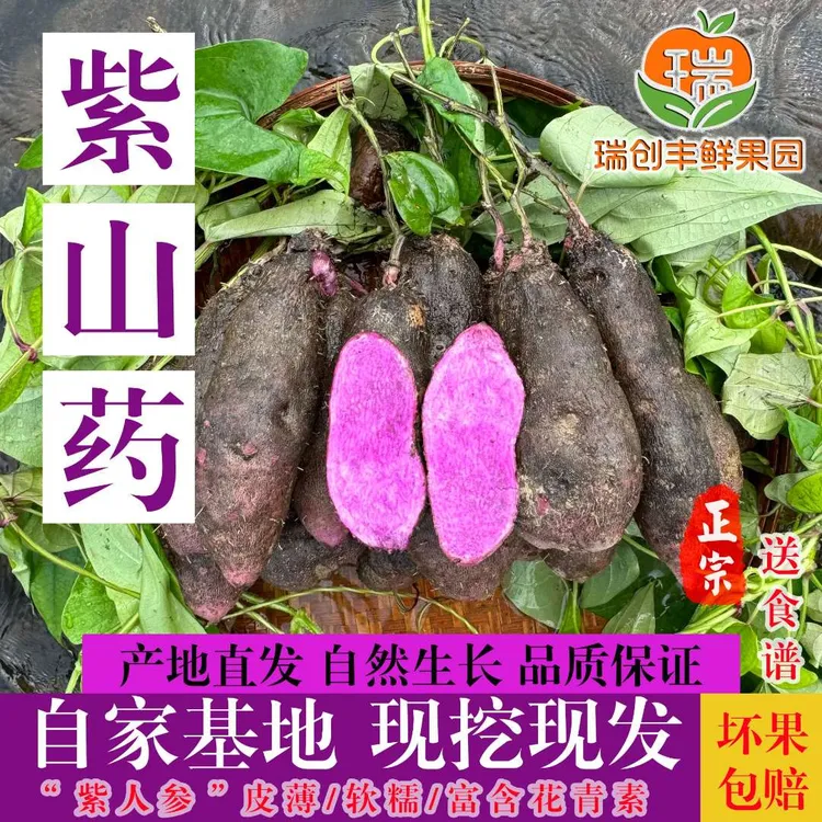 赣南紫山药紫淮山正宗铁棍山药脚板薯毛大薯现挖新鲜农家时令蔬菜