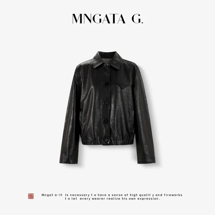 MNGATA G.宫小妍【曼奢·油蜡羊皮】秋冬新中式百搭日常外套5080175