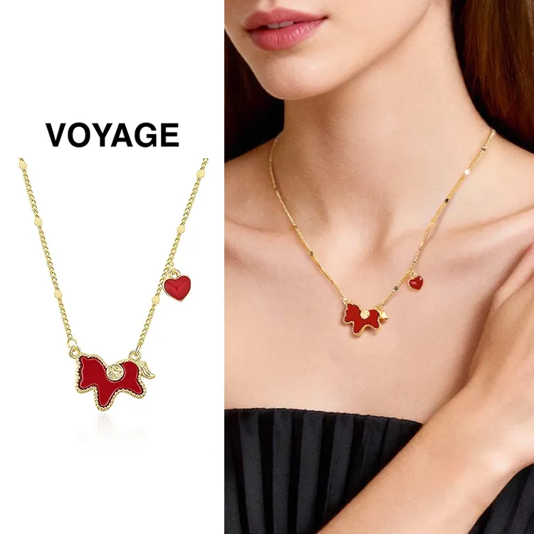 铜合金项链 爱心吊坠项链女款马上有钱毛衣链小众首饰高级感生肖