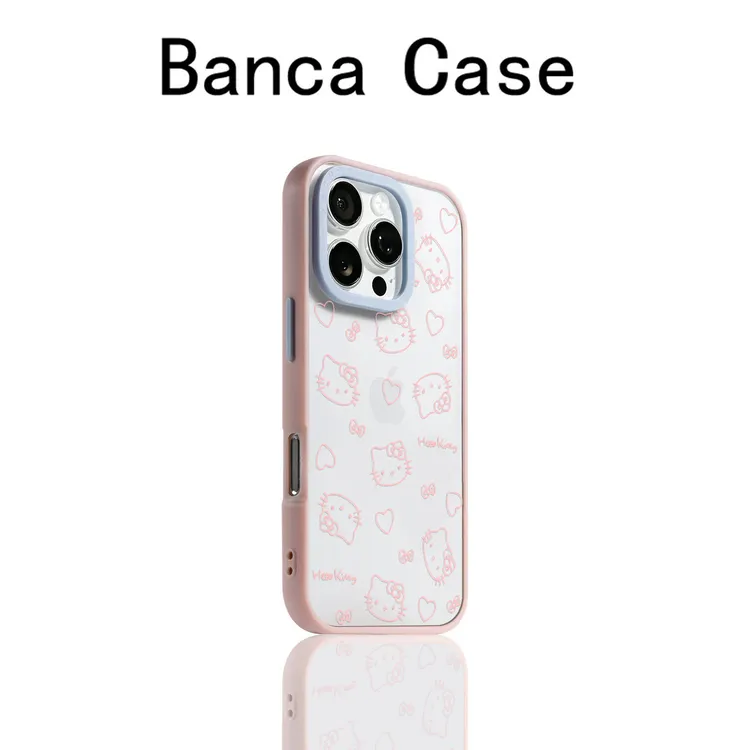 欧克里里白线条Kitty适用苹果16promax撞色手机壳15/14男13/12/11