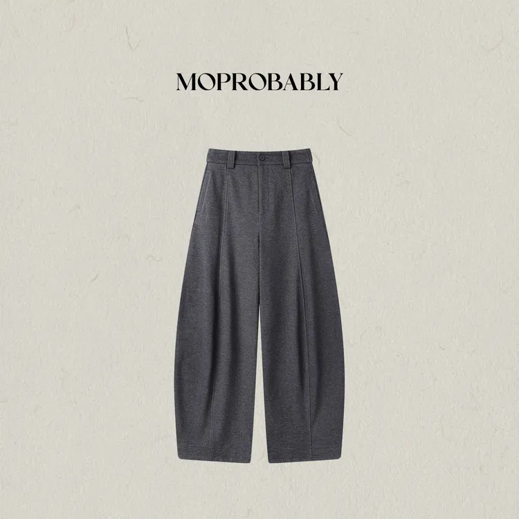 Moprobably李予诺「卷中卷」天丝羊毛双版本呢料感弯刀长裤L5463019