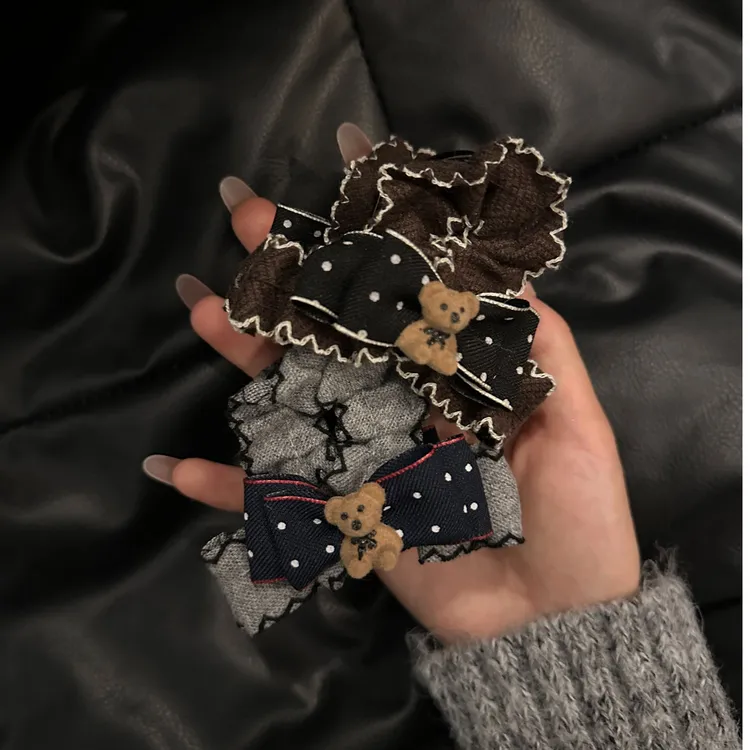 元气满满千金风小熊抓夹简约风森系少女风发夹时尚夹子法式复古