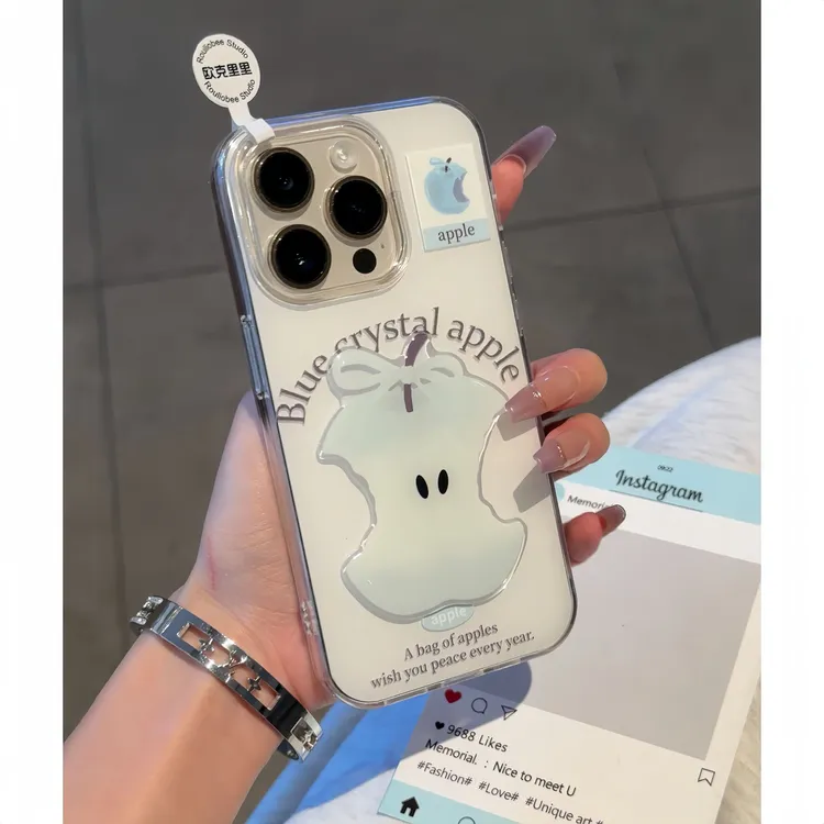 欧克里里立体苹果核贴片适用苹果16大孔手机壳华为vivo小米15oppo