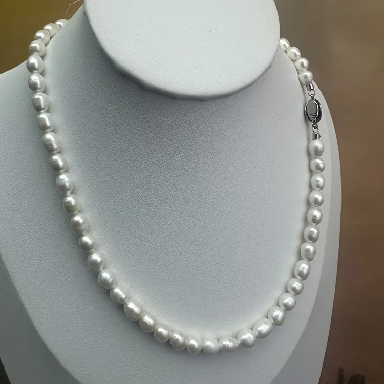 无核淡水巴洛克6mm珍珠强光微瑕可刮粉天然珍珠项链