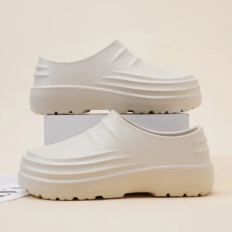 厚底厨师鞋女新款外穿一脚蹬懒人鞋防水包头拖鞋防滑手术室护士鞋