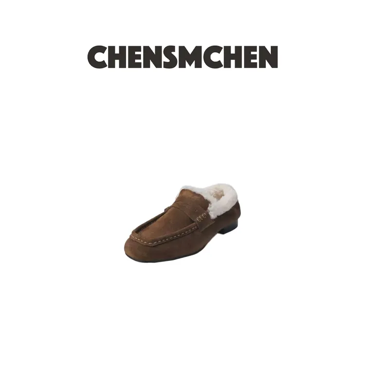 CHENSMCHEN 秋冬方头复古加绒加厚老钱风乐福鞋8053