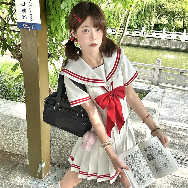 西瓜狼【基础款】日系水手服JK制服原创收腰百褶裙可爱学生秋冬套装