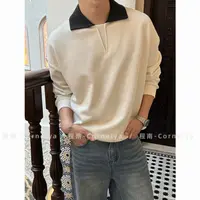 C / Cornelya惬意随性‘ 磨毛绒感INS针织翻领极简百搭宽松卫衣T恤