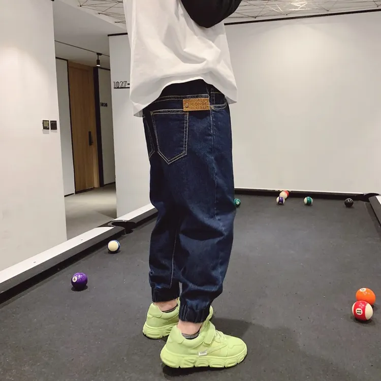 儿童牛仔裤男童休闲裤春秋裤子韩版帅气童装中大童软牛仔长裤男孩