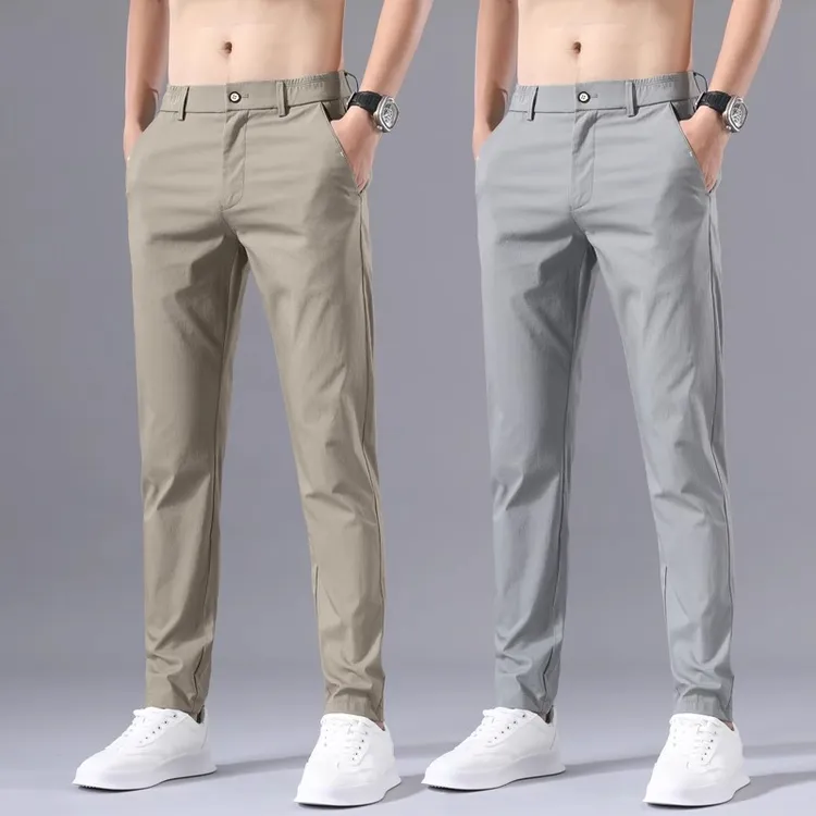 GS香港2025夏季薄款休闲裤男士西裤修身韩版弹力百搭高端男裤子