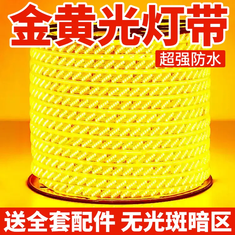酒店宾馆工装外墙夜景亮化自建房别墅缠树外墙工程金黄光高亮灯带