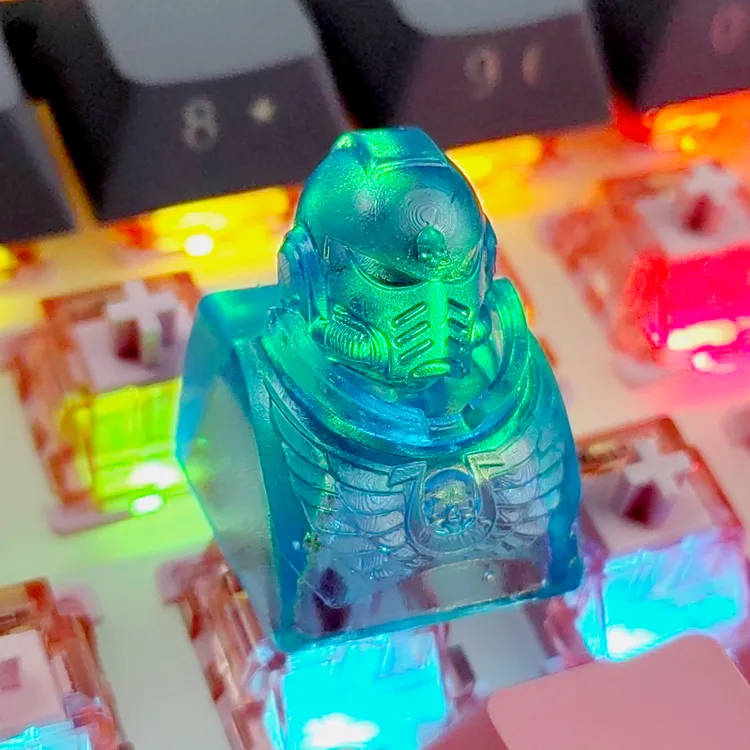 蓝色透明战锤40k星际战士2泰图斯十字轴专用机械键盘立体透光键帽