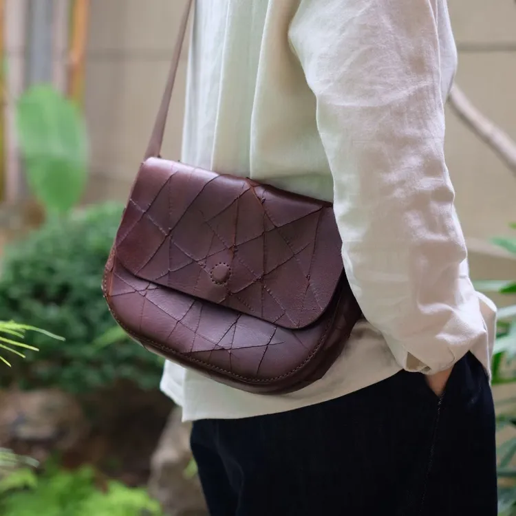 意大利进口皮料单肩包“暮染诗囊”