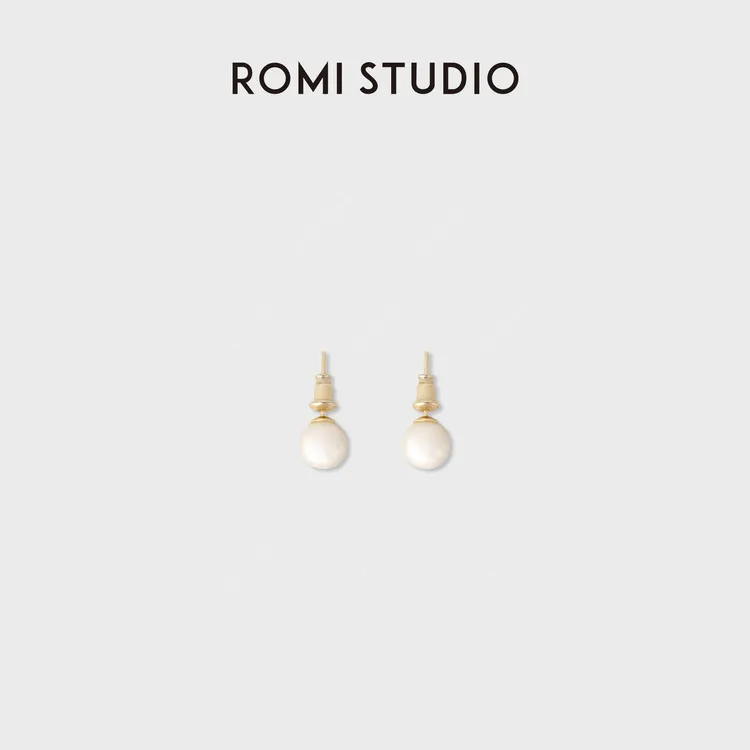 ROMI STUDIO 非金属玻璃耳饰 法式ins圆型耳钉耳环RWDRP04163