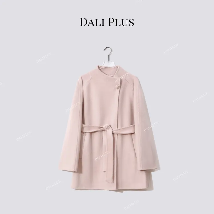 DALI PLUS【羊驼贝贝+绵羊毛】一粒扣系带双面呢大衣-D5CK2129
