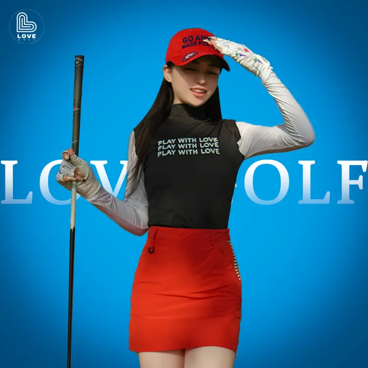 韩版高尔夫组合款女时尚休闲修身L2183黑色长袖+L2011/红色短裙