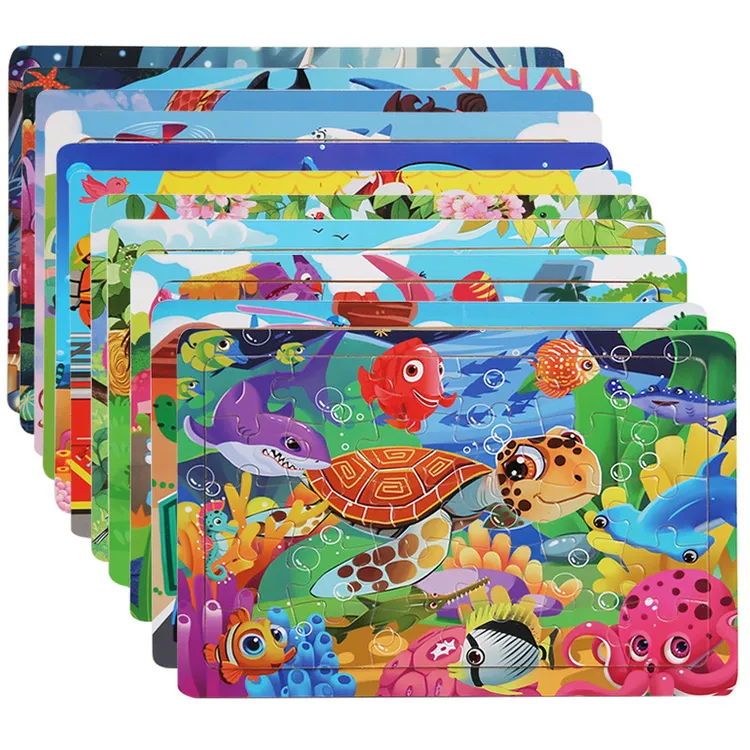 木质30片拼图幼儿童卡通动物交通平面拼图宝宝早教益智力开发玩具