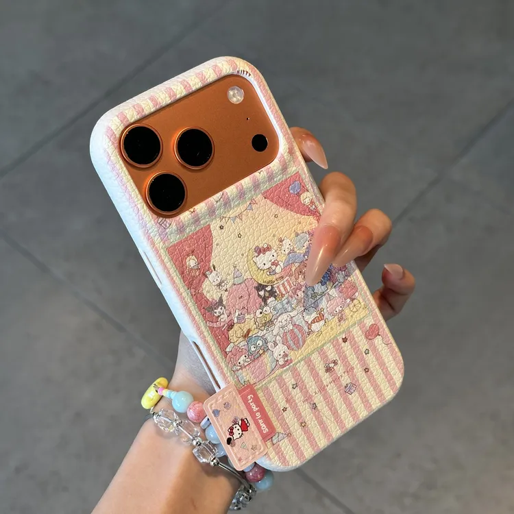 欧克里里凯蒂猫派对标签适用苹果17/16皮纹手机壳华为vivoppo小米