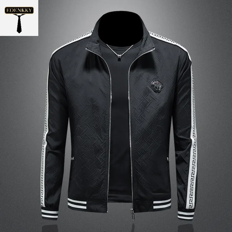 秋季百搭潮牌欧洲站新款时尚印花夹克男士立领休闲修身上衣外套